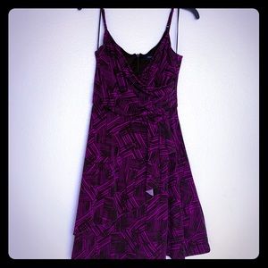 Banana Republic Brown/Fuschia Lined Faux Wrap Dress Size 4